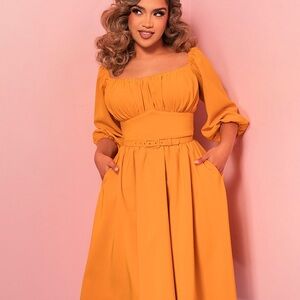 Vixen by Micheline Pitt- Vacation Dress in Mustard Gold